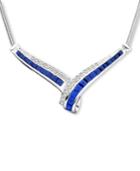 Sapphire (2 Ct. T.w.) And Diamond (1/10 Ct. T.w.) Necklace In 14k White Gold