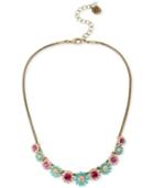 Betsey Johnson Gold-tone Crystal And Pave Flower Collar Necklace