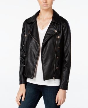 Xoxo Juniors' Faux-leather Button-trim Moto Jacket