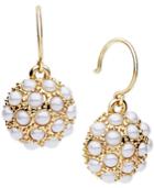 Lonna & Lilly Gold-tone Imitation Pearl Dome Drop Earrings