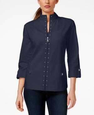 Karen Scott Three-quarter-sleeve Embellished Jacket, Only At Macy's