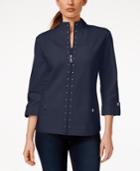 Karen Scott Three-quarter-sleeve Embellished Jacket, Only At Macy's