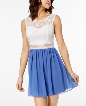 Bcx Juniors' Lace Chiffon Contrast Dress