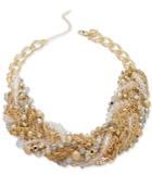 Thalia Sodi Gold-tone Imitation Pearl And Crystal Torsade Collar Necklace, Only At Macy's