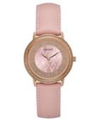 Guess Women's Breast Cancer Pink Genuine Leather Strap Watch 36mm