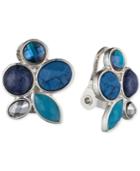 Jones New York Silver-tone Faceted Blue Stone Clip-on Earrings