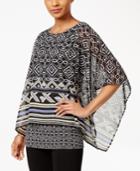 Jm Collection Printed Banded-bottom Poncho, Only At Macy's