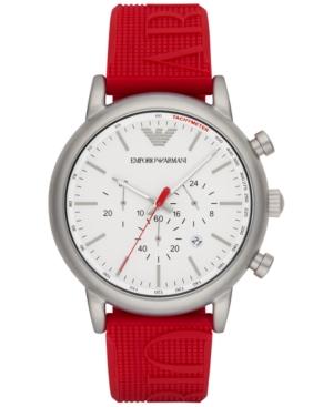 Emporio Armani Men's Chronograph Red Silicone Strap Watch 46mm Ar11021