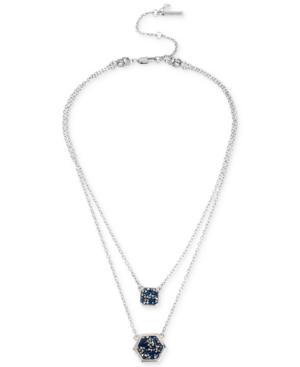 Kenneth Cole Reversible Convertible Blue Stone Double Pendant Layering Necklace