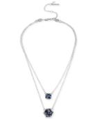 Kenneth Cole Reversible Convertible Blue Stone Double Pendant Layering Necklace