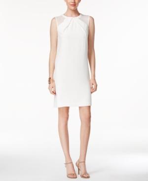 Tahari Asl Faux-leather Trim Illusion Shift Dress