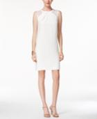 Tahari Asl Faux-leather Trim Illusion Shift Dress