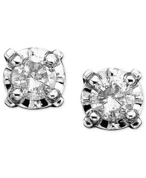 Diamond Stud Earrings In 14k White Gold (1/8 Ct. T.w.)