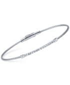 Charriol Women's Laetitia White Topaz-accent Stainless Steel Bendable Cable Bangle Bracelet