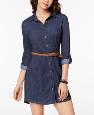 Ultra Flirt Juniors' Belted Denim Shirtdress