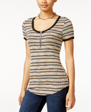 Almost Famous Juniors' Zip-front Henley Top