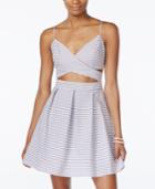 City Studios Juniors' Cutout Striped Fit & Flare Dress