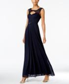 B & A By Betsy & Adam Illusion-trim Cutout Gown