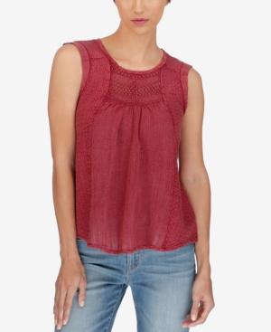 Lucky Brand Sleeveless Eyelet-detail Top