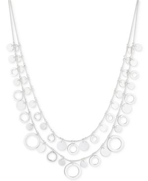 Nine West Silver-tone Shaky Disc Double Layer Collar Necklace