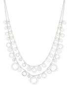 Nine West Silver-tone Shaky Disc Double Layer Collar Necklace