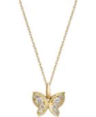 Cubic Zirconia Butterfly Pendant Necklace In 10k Gold