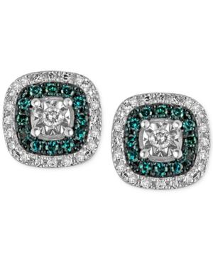 Diamond Multicolor Stud Earrings (1/4 Ct. T.w.) In Sterling Silver