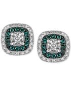 Diamond Multicolor Stud Earrings (1/4 Ct. T.w.) In Sterling Silver