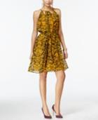 Thalia Sodi Printed Chiffon Chain-neck Dress, Only At Macy's