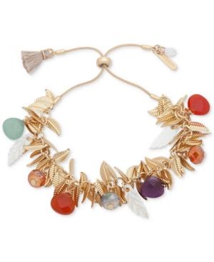 Lonna & Lilly Gold-tone Leaf & Multicolor Bead Bolo Bracelet