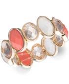 Anne Klein Gold-tone Crystal And Stone Stretch Bracelet