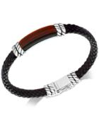 Effy Men's Tiger's Eye Brown Leather Bracelet In Sterling Silver