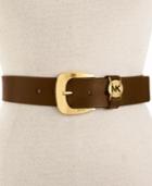 Michael Michael Kors Leather Belt With Mk Cutout Logo Disc Belt