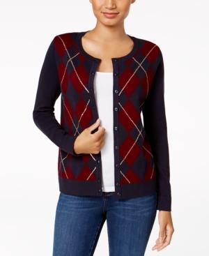 Charter Club Embellished Argyle Cardigan, Created For Macy's