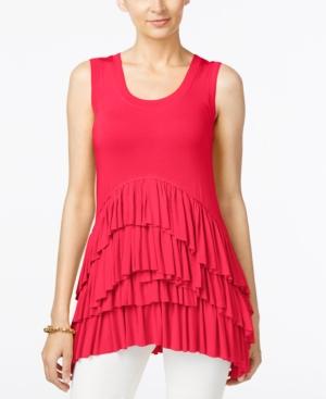 Grace Elements Sleeveless Tiered Ruffled-hem Top