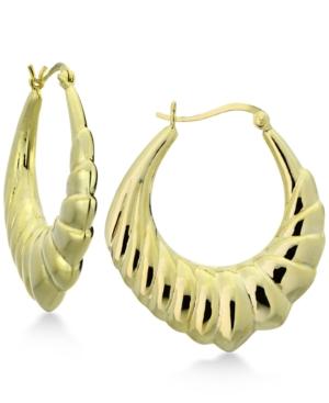 Giani Bernini Decorative Puff Hoop Earrings In 18k Gold-plated Sterling Silver, Only At Macy's