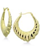 Giani Bernini Decorative Puff Hoop Earrings In 18k Gold-plated Sterling Silver, Only At Macy's
