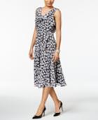 Msk Cowl-neck Floral-print Midi Dress