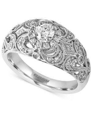 Effy Diamond Vintage-inspired Ring (3/4 Ct. T.w.) In 14k White Gold
