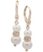 Ivanka Trump Gold-tone Pave & Imitation Pearl Drop Earrings