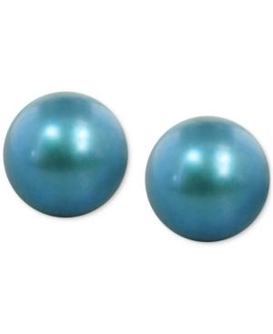 Honora Style Teal Cultured Freshwater Pearl Stud Earrings In Sterling Silver (9mm)