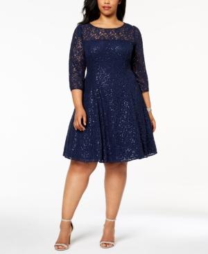 Sl Fashions Plus Size Sequined Lace Dress