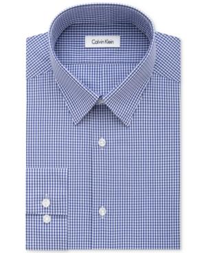Calvin Klein Steel Men's Slim-fit Non-iron Purple Dust Check Dress Shirt
