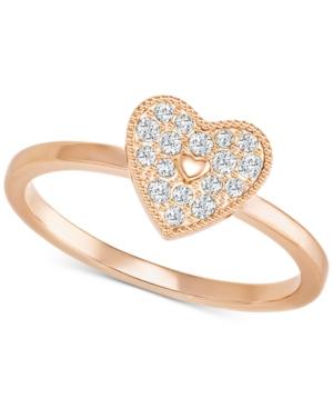 Swarovski Rose Gold-tone Pave Heart Ring