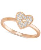 Swarovski Rose Gold-tone Pave Heart Ring