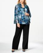 Alex Evenings Plus Size Printed Mandarin-collar Jacket And Shell