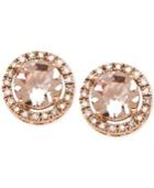 Morganite (1-1/2 Ct. T.w.) And Diamond (1/8 Ct. T.w.) Round Stud Earrings In 14k Rose Gold