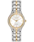 Citizen Women's Eco-drive Crystal Accent Two-tone Stainless Steel Bracelet Watch 28mm Fe2064-52a