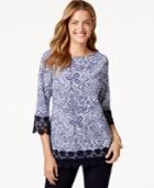 Charter Club Paisley-print Lace-trim Top, Only At Macy's