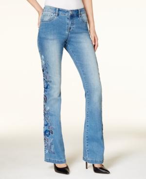 Inc International Concepts Curvy-fit Embroidered Flare Jeans, Created For Macy's